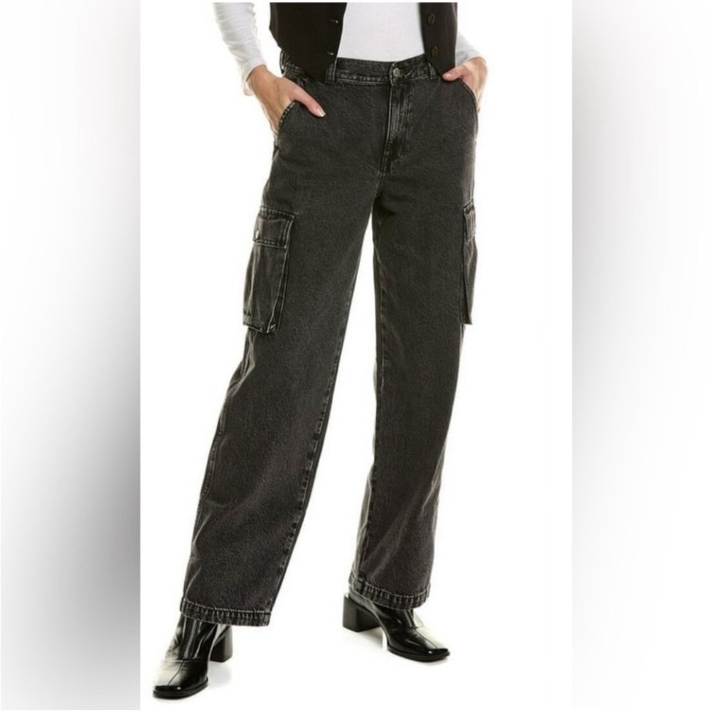 Madewell Low Slung Cargo Black Wash Denim Jeans Size 27.